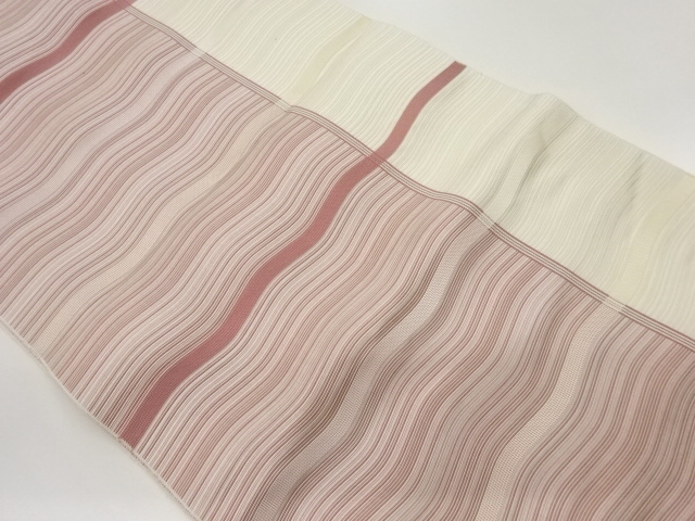 よろけ縞に縞模様織出し名古屋帯